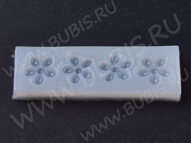 Молд 065 для эпоксидной смолы 4 цветочка 86*27*7,5мм (силикон)