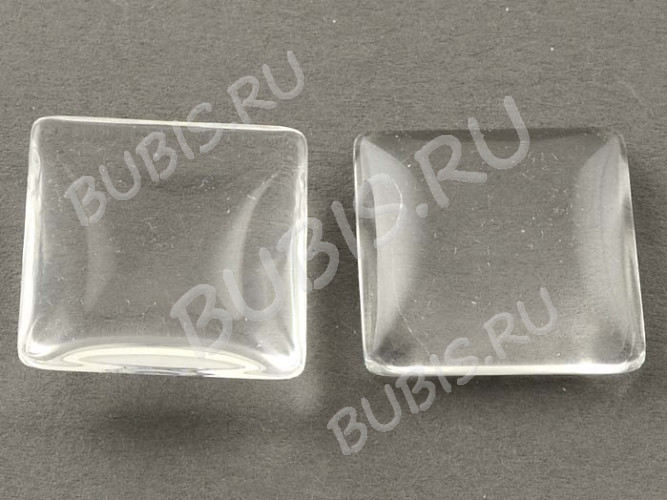 Кабошон стеклянный 38 Квадрат выпуклый 15*15*5мм прозрачный (стекло)
