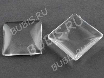 Кабошон стеклянный 38 Квадрат выпуклый 15*15*5мм прозрачный (стекло)