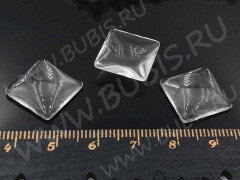 Кабошон стеклянный 38 Квадрат выпуклый 15*15*5мм прозрачный (стекло)
