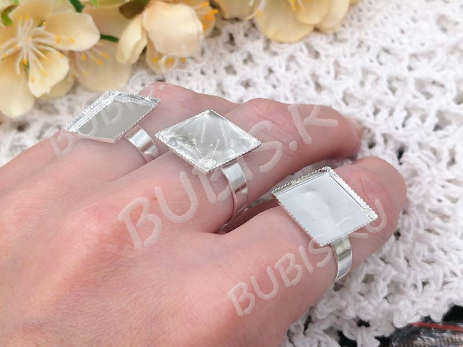 Кабошон стеклянный 38 Квадрат выпуклый 15*15*5мм прозрачный (стекло)