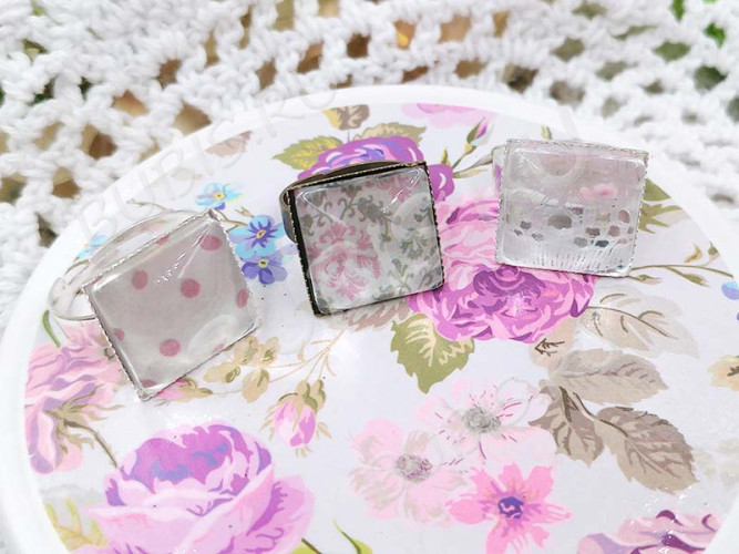 Кабошон стеклянный 38 Квадрат выпуклый 15*15*5мм прозрачный (стекло)