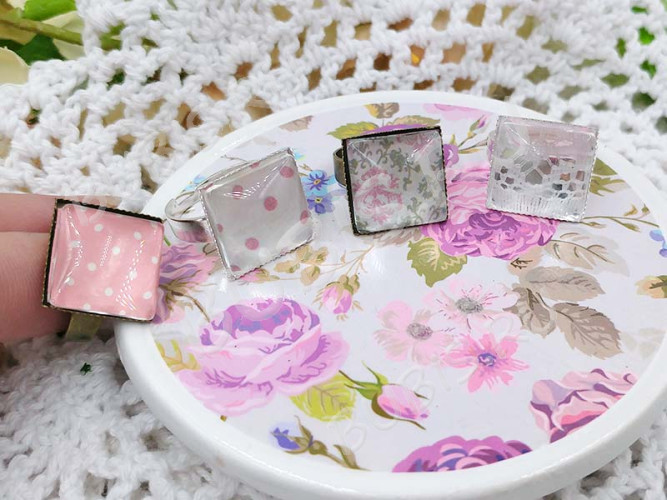 Кабошон стеклянный 38 Квадрат выпуклый 15*15*5мм прозрачный (стекло)