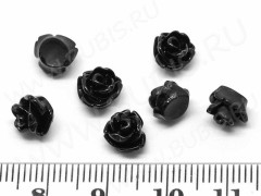 (СКИДКИ!!!) Кабошон декоративный 13 Розочка 7,5*6,5*5,5мм чёрная непрозрачная (резин) (10шт.)