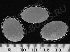 Подвеска-сеттинг Овал 36 коннектор (сеттинг 25*18мм) 26*19*2,8мм цвет платины (Brass)