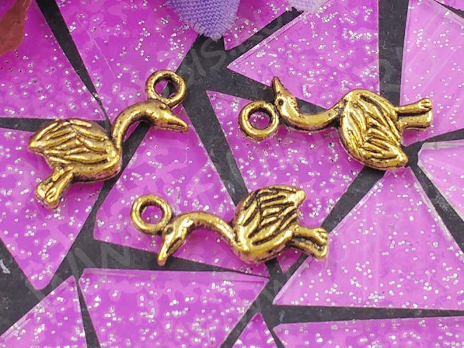 (СКИДКИ!!!) Подвеска Птичка 03 3D 18*7*2,5мм античное золото (литьё) (10шт.)