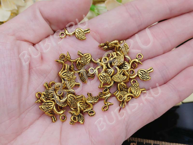 (СКИДКИ!!!) Подвеска Птичка 03 3D 18*7*2,5мм античное золото (литьё) (10шт.)