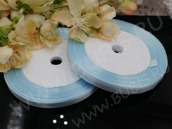 Атласная лента 03 6мм св.голубая (ленточки) (1 катушка)