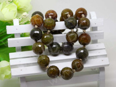 (ОПТ) Бусина округлая ГРАНЁНАЯ 14мм Агат &quot;Вены дракона&quot; микс оливковый (камни) (НИТЬ)