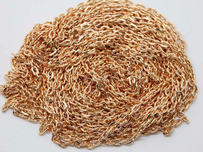 Цепочка I083 с плоским звеном 3*2мм розовое золото (Iron) (50см)