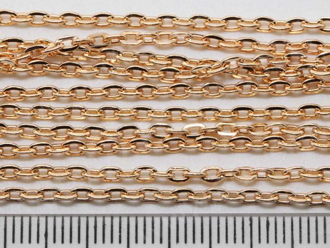 Цепочка I083 с плоским звеном 3*2мм розовое золото (Iron) (50см)