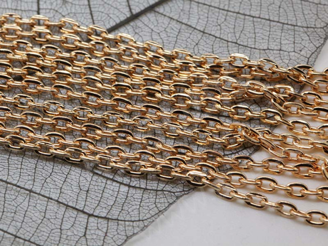 Цепочка I083 с плоским звеном 3*2мм розовое золото (Iron) (50см)