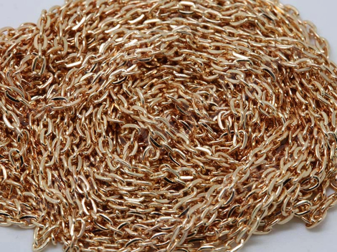 Цепочка I083 с плоским звеном 3*2мм розовое золото (Iron) (50см)