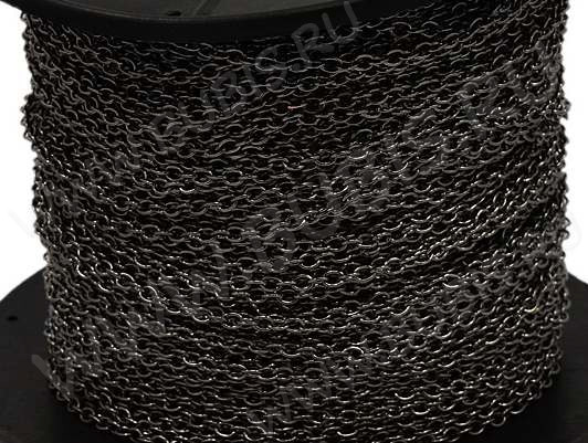 Цепочка I117 звено 4*3мм чёрный никель (Iron) (50см)