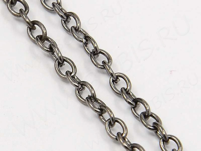 Цепочка I117 звено 4*3мм чёрный никель (Iron) (50см)