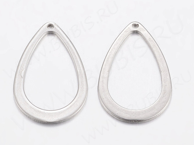(СКИДКИ!!!) Подвеска Капля контур рамка 02 17*11,5*0,7мм цвет платины (Хирургическая сталь) (10шт)