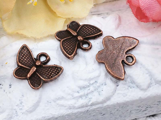 (СКИДКИ!!!) Подвеска Бабочка 08 12,5*10*2мм античная медь (литьё) (10шт.)