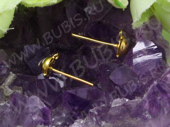 Пуссеты ("гвоздики") №004 с полусферой и петелькой 14*7*0,6мм золотистые (Iron) (10 пар)