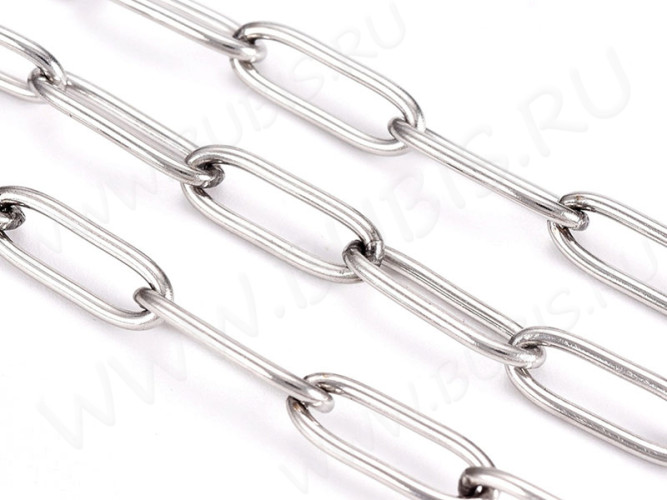 Цепочка S30 ювелирная плоское овальное звено 12*4*1мм цвет платины (Хирургическая сталь) (50см)