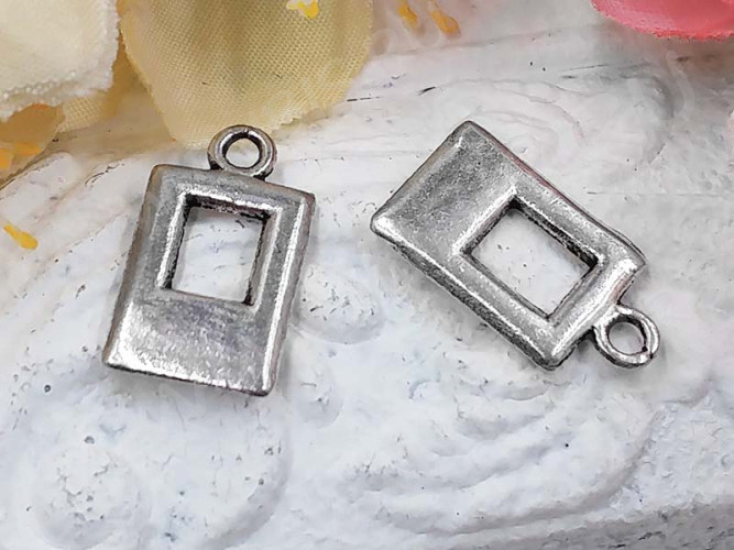 Подвеска Прямоугольник двусторонняя 16,5*9*1,5мм античное серебро (литьё)