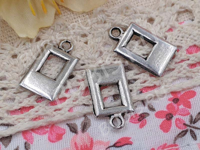 Подвеска Прямоугольник двусторонняя 16,5*9*1,5мм античное серебро (литьё)