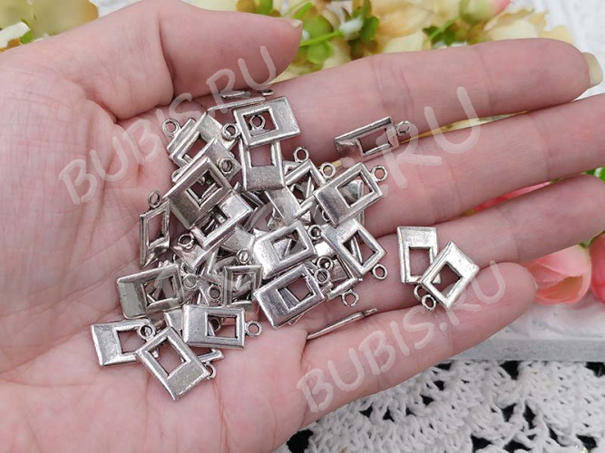 Подвеска Прямоугольник двусторонняя 16,5*9*1,5мм античное серебро (литьё)