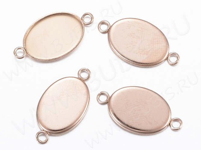 366-RG Коннектор-сеттинг Овал (сеттинг 14*10мм) 21*11*1,4мм розовое золото (Хирургическая Сталь)