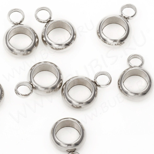 Бусина с петлёй 113 Бейл простой круг 8,5*5,5*2,5мм цвет платины (Хирургическая сталь)