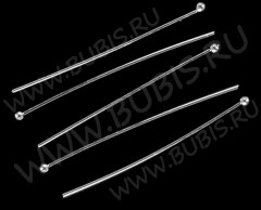 Штифт с ШАРИКОМ 40*0,5мм цвет платины (Brass) (10шт.)