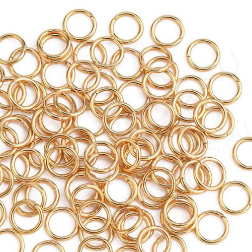 Колечки одинарные 8*0,8мм Real Gold Plated 18K золотистые (Хирургическая ювелирная сталь) (20шт)