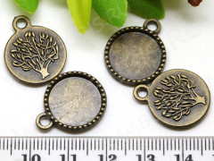 Подвеска-сеттинг Круг 20 Дерево жизни (сеттинг 14мм) 20,5*16,5*2,5мм античная бронза (литьё)