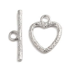 181 Тоггл Сердечко  17*13мм и 22*6мм цвет платины (Хирургическая сталь)