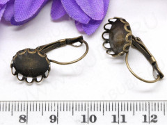 Швензы с французским замком №37 с ажурным сеттингом 12мм 25*13*13мм античная бронза (Brass) (1 пара)