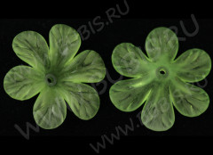 Бусина акрил Цветочек 22 матовый 33,5*30,5*9мм зелёно-жёлтый полупрозрачный (акрил)