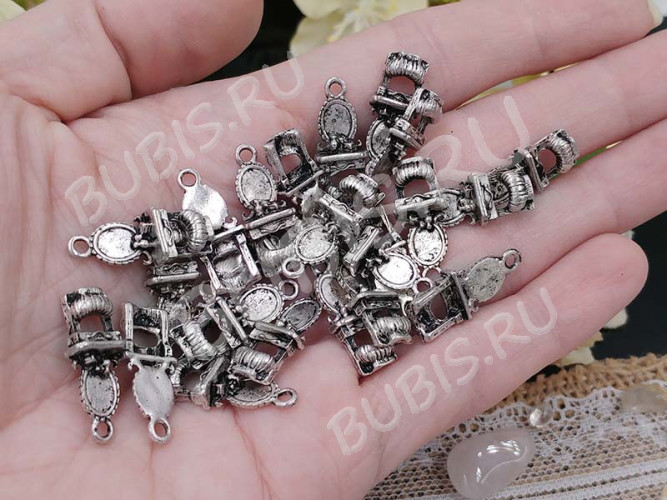 Подвеска Трюмо 01 3D 22*9*3,8мм античное серебро (литьё)