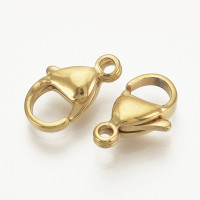 Замочек карабин №119 9*6*3мм золотистый Real Gold Plated (LUX Китай)(Хирургическая сталь)