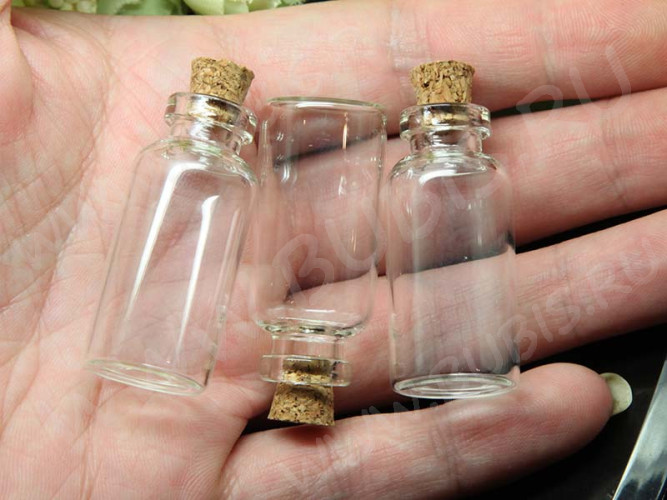 (СКИДКИ!!!) Бутылочка 54 с пробкой 6,5мл 45*18*18мм прозрачная (стекло) (5шт.)