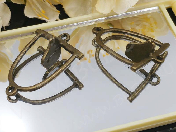 Подвеска Птичка 16 3D коннектор рамка 31*24*11мм античная бронза (литьё)