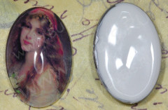 Кабошон стеклянный 16 Овал 30*20*8,5мм рисунок 09 (стекло)