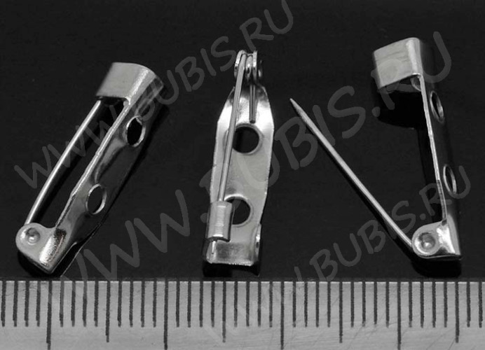 (ОПТ) Основа (заготовка) для броши №85 Булавка 2 отверстия 25*5*5мм цвет платины (Iron) (100шт.)