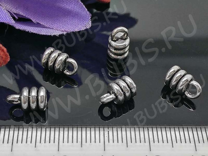 (СКИДКИ!!!) Концевик 057 полосатый 9*5,5*5,5мм античное серебро (литьё) (10шт.)