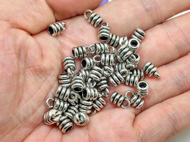 (СКИДКИ!!!) Концевик 057 полосатый 9*5,5*5,5мм античное серебро (литьё) (10шт.)