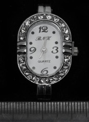 Заготовка для часов 089 овальная 34,6*22*7,6мм цвет платины и прозрачные стразы (часы)