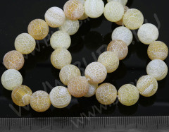 Бусина округлая 10мм матовый Агат кракле бл.жёлтый полупрозрачный (камни)