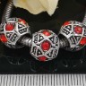 Купить Бусина Пандора 128 11*11*9мм античное серебро с красными стразами (Pandora Style) с доставкой по России