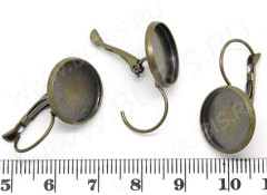 Швензы с французским замком №09 с сеттингом 14мм 26,5*15,5*14,5мм античная бронза (Brass) (1 пара)