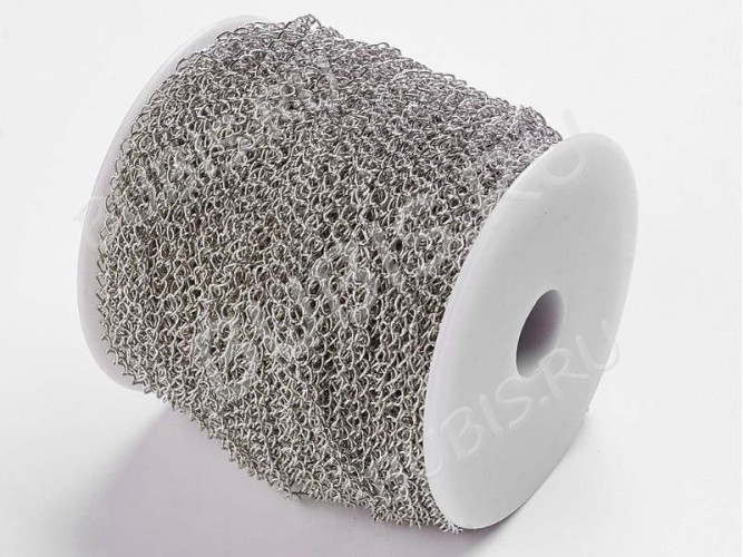 Цепочка C28 простая кручёная паяная неразъёмная 5*3,3*0,4мм цвет платины (Brass) (50см)