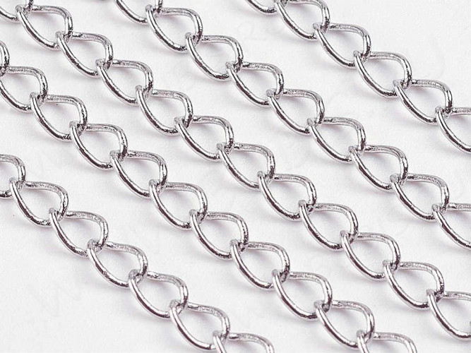 Цепочка C28 простая кручёная паяная неразъёмная 5*3,3*0,4мм цвет платины (Brass) (50см)