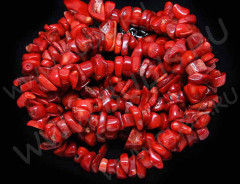 Галтовка крупная 10-14мм Коралл красно-оранжевый натуральный (камни) (нить с замком 42-45см)