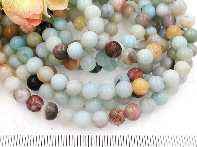 (ОПТ) Бусина округлая 6мм ГЛАДКАЯ Амазонит натуральный (камни) (НИТЬ)